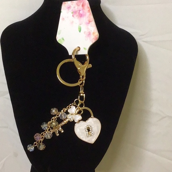 Chic Gold and Pink Key & Card Holder Charm - Picture 2 of 4